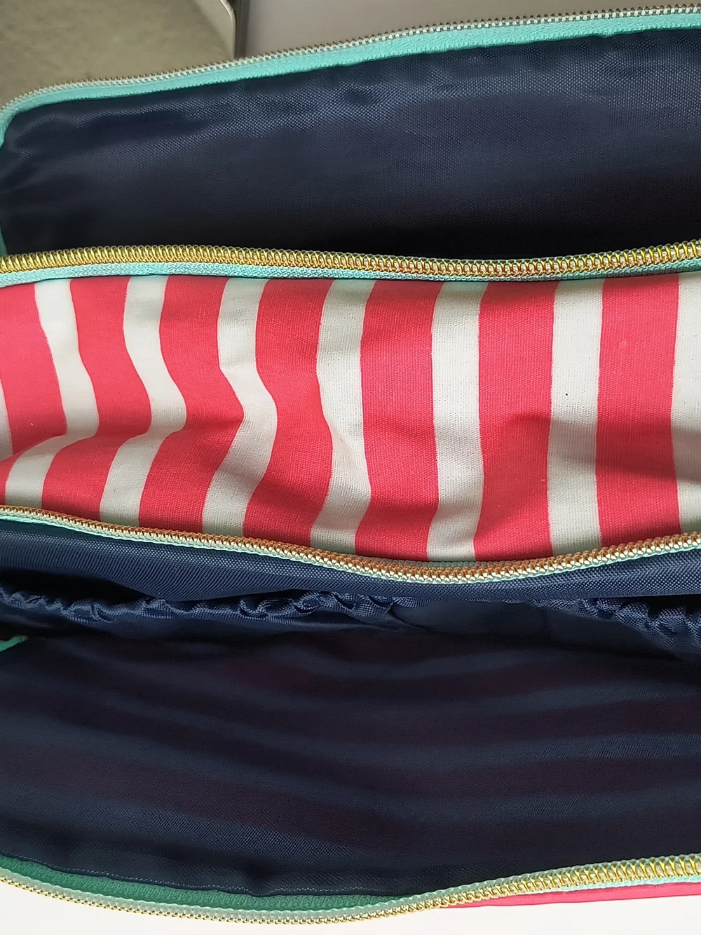 Pink & White Striped Cosmetic Pouch - Women